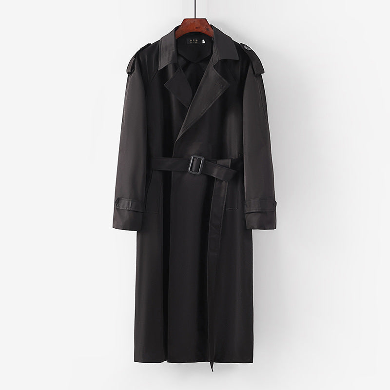 Unisex Longer minimalist trench coat with belt and shoulder epaulets Mune Fashion