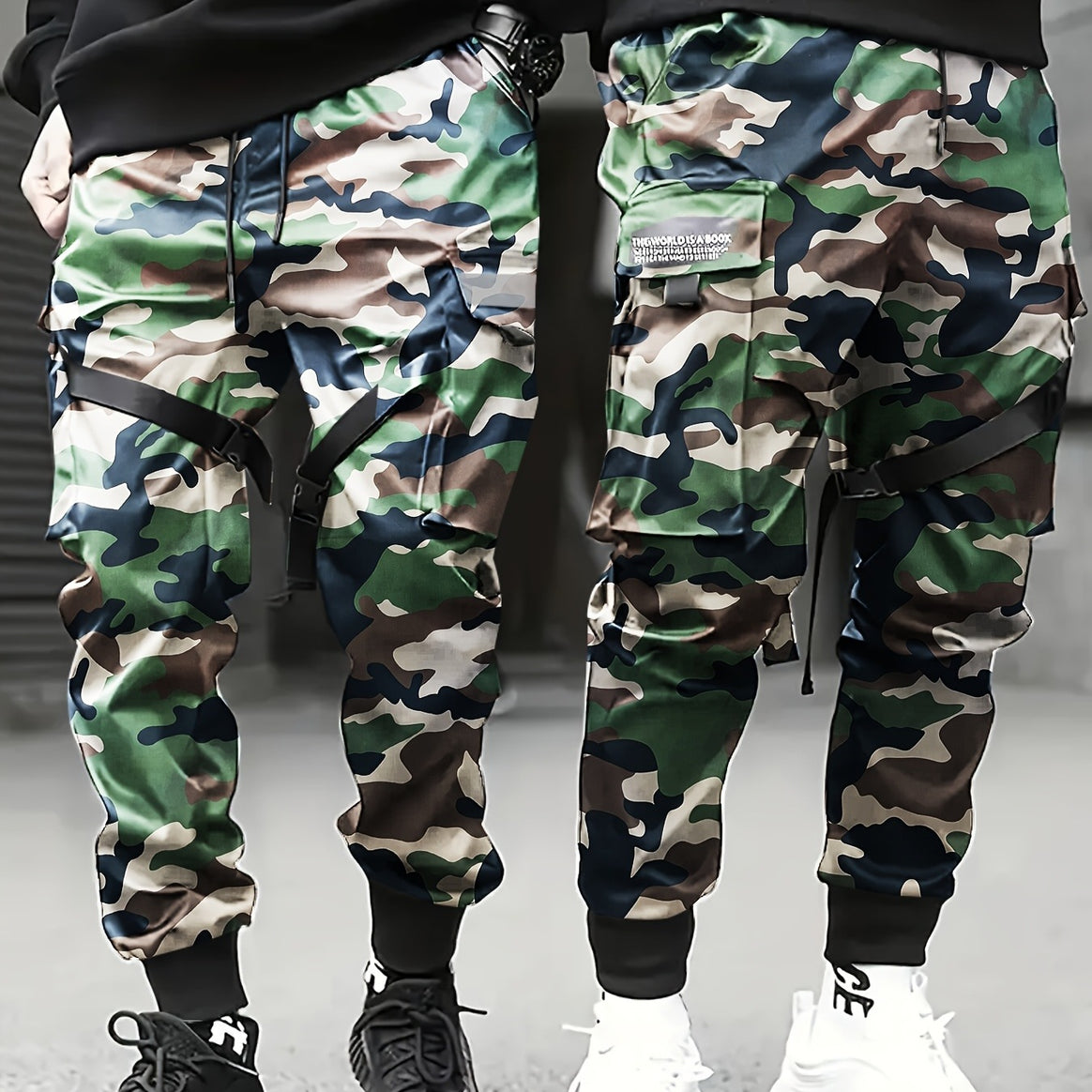 Men's Utility Cargo Jogging Pants with Elastic Waistband, Adjustable Leg Straps & Multifunctional Pockets Mune Fashion
