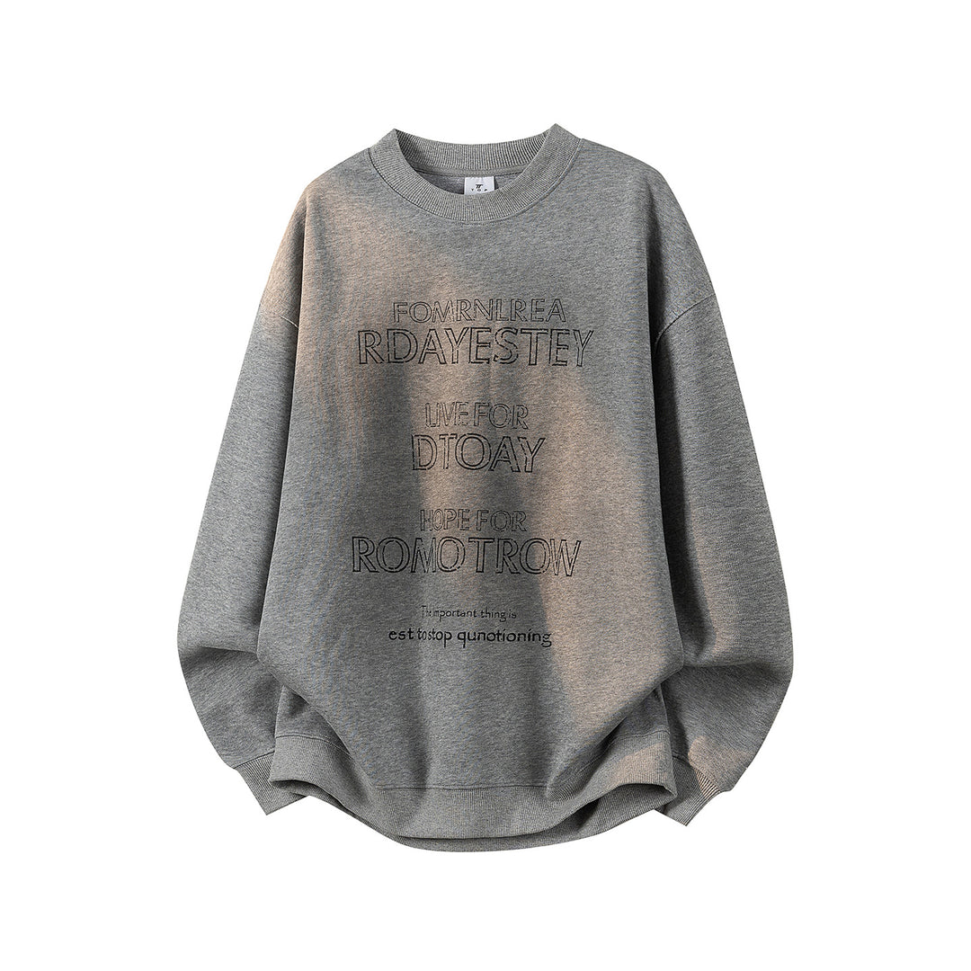 Women's Oversized Sweatshirt with Embroidered Logo, Rounded Hem & Dropped Shoulder Mune Fashion