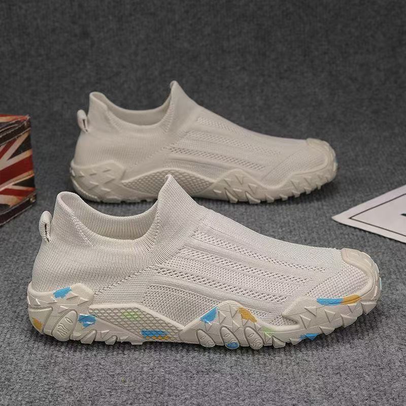 Men's Elastic Knit Slip-On Shoe with Non-Slip, Patterned Profile Sole Mune Fashion
