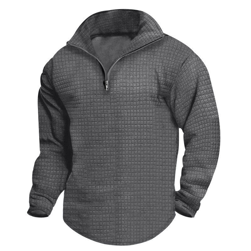 Men's nano thermoregulating waffle half-zip pullover with stand-up collar and rounded hem Mune Fashion