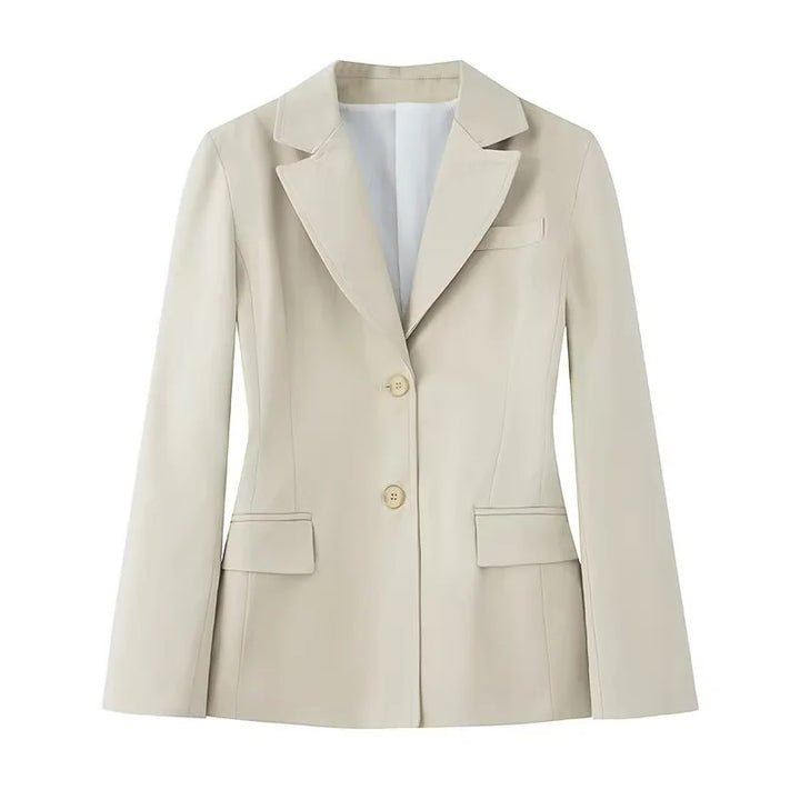 Women's slim business blazer with tailored cut, falling lapel and flap pockets Mune Fashion