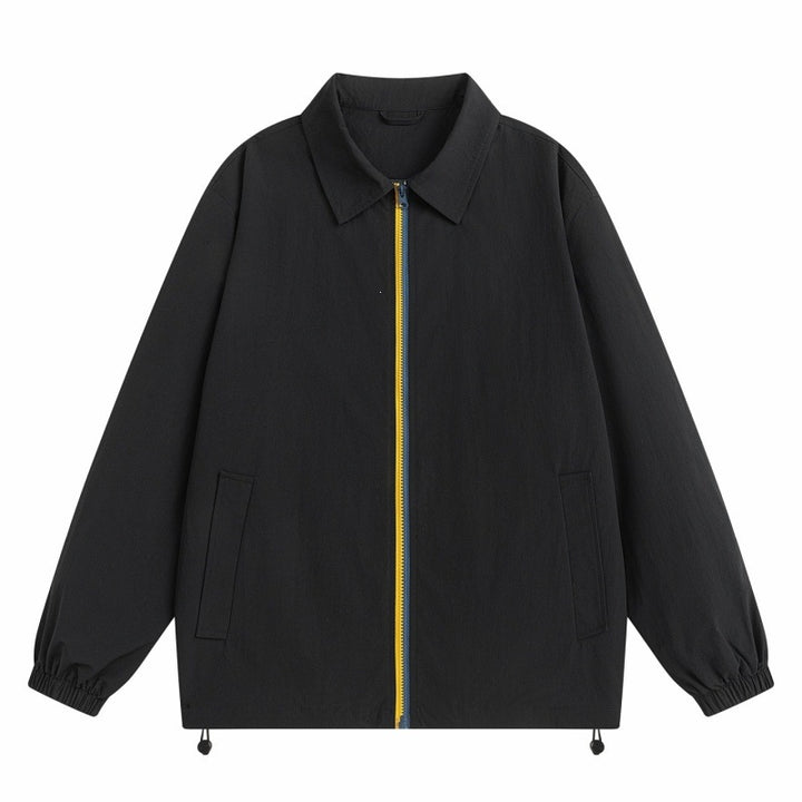 Men's Lightweight Outdoor Harrington Jacket with Contrast Zipper, Drawstring & Elastic Cuffs Mune Fashion