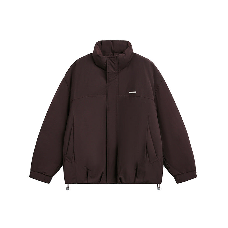 Men's Oversized Quilted Blouson Jacket with Stand-up Collar and Drawstring Mune Fashion