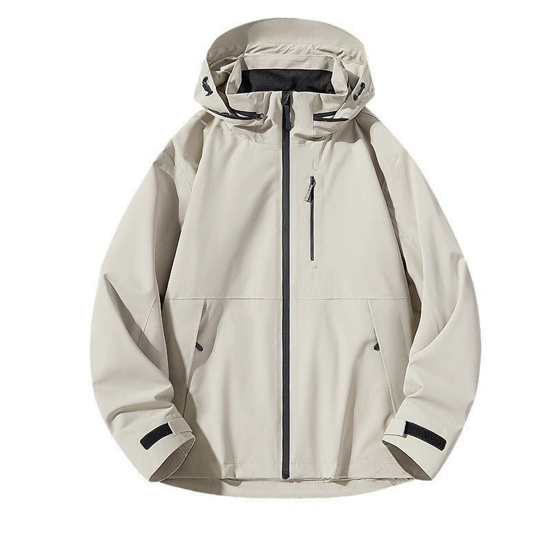 Men's Two-Layer Waterproof Outdoor Jacket with Hood, Welded Zippers and Contrast Panels Mune Fashion