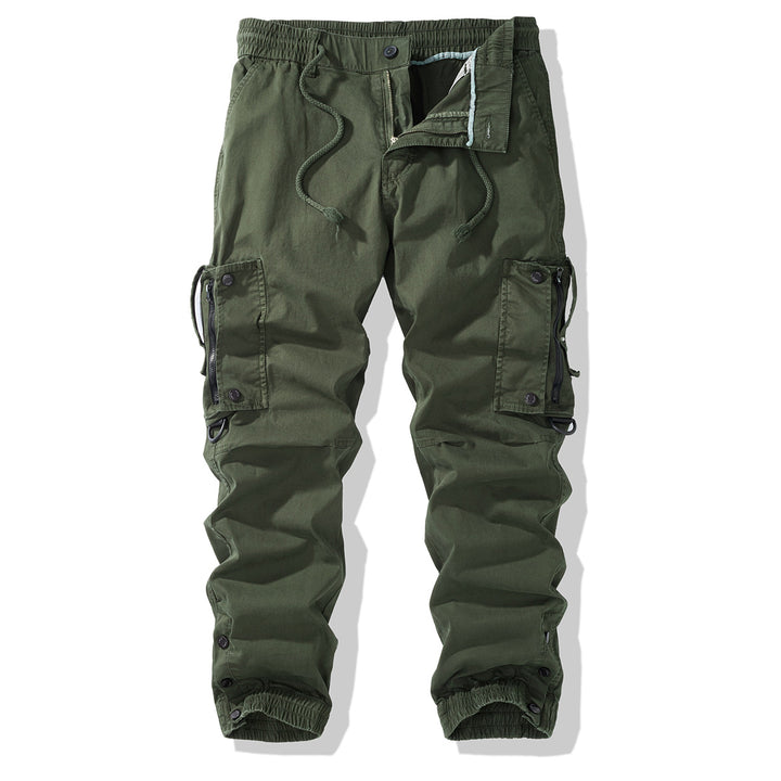 Men's cargo jogging pants with elastic waistband, zipper cargo pockets, and adjustable hem Mune Fashion