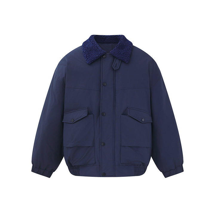 Men's Windproof Boxy Bomber in Workwear Style with Teddy Collar Mune Fashion