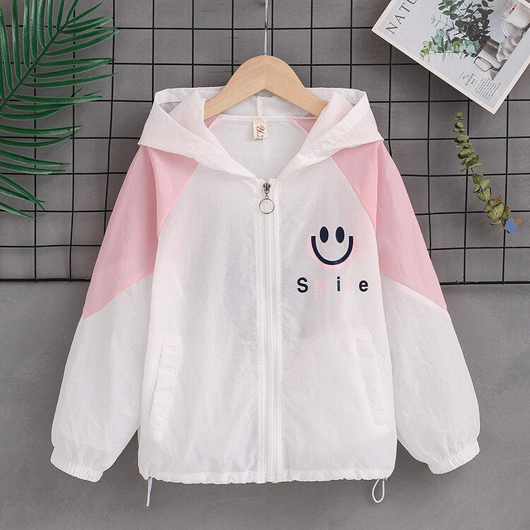 Women's lightweight hooded jacket with smiley print and drawstring Mune Fashion
