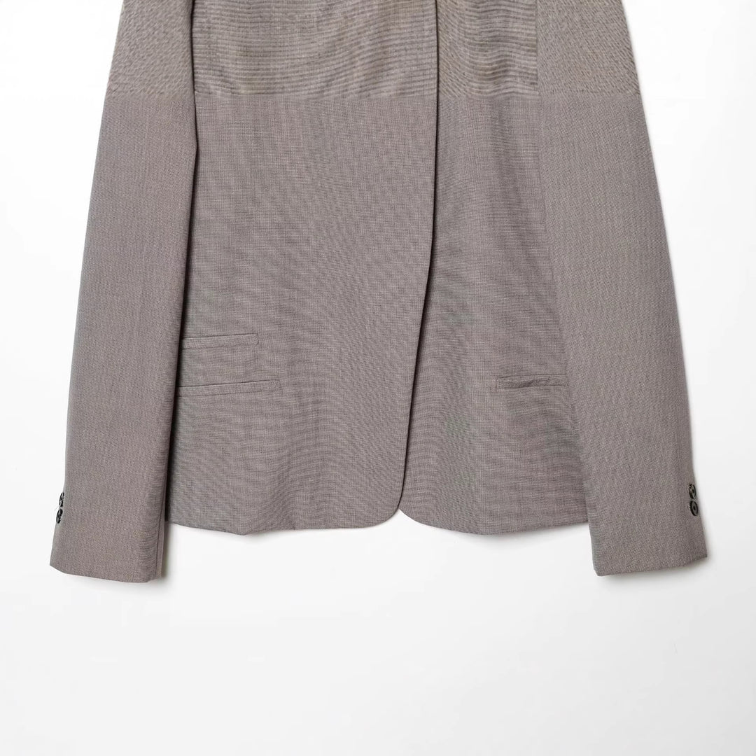 Women Short Tailored Blazer with Stand-Up Collar and Asymmetrical Button Placket Mune Fashion
