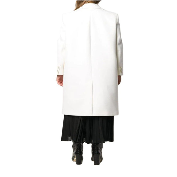 Women Slim Double-Breasted Wool Blend Long Coat with Shawl Collar, Gold Button Detail and Flap Pockets Mune Fashion