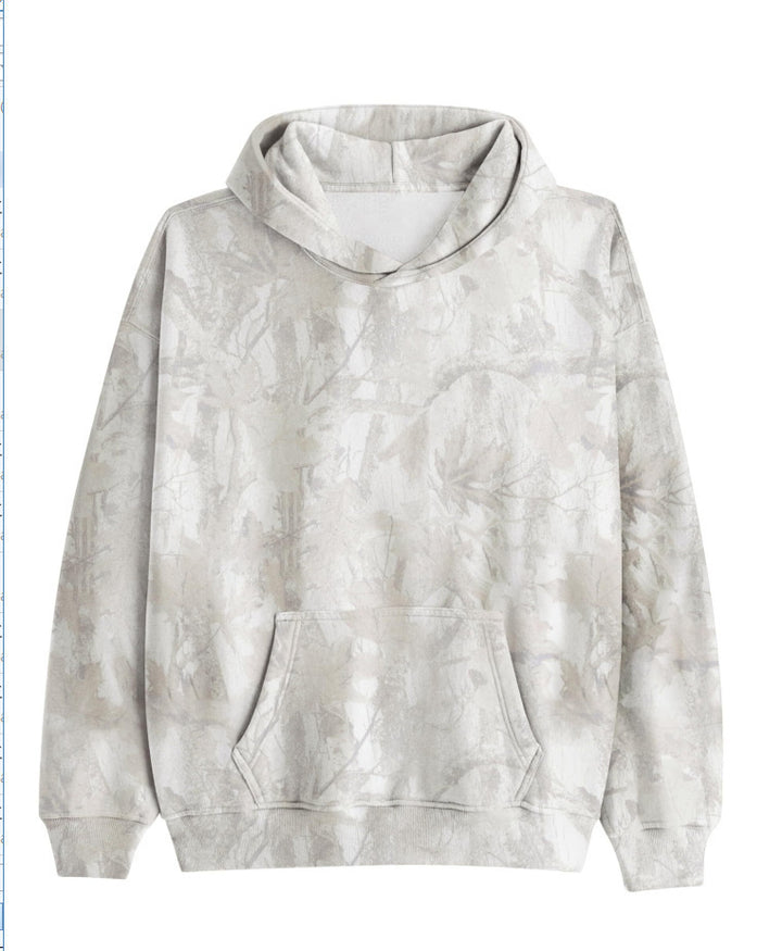 Unisex loose-fit hoodie sweatshirt with subtle leaf texture, double hood without drawstring and kangaroo pocket Mune Fashion
