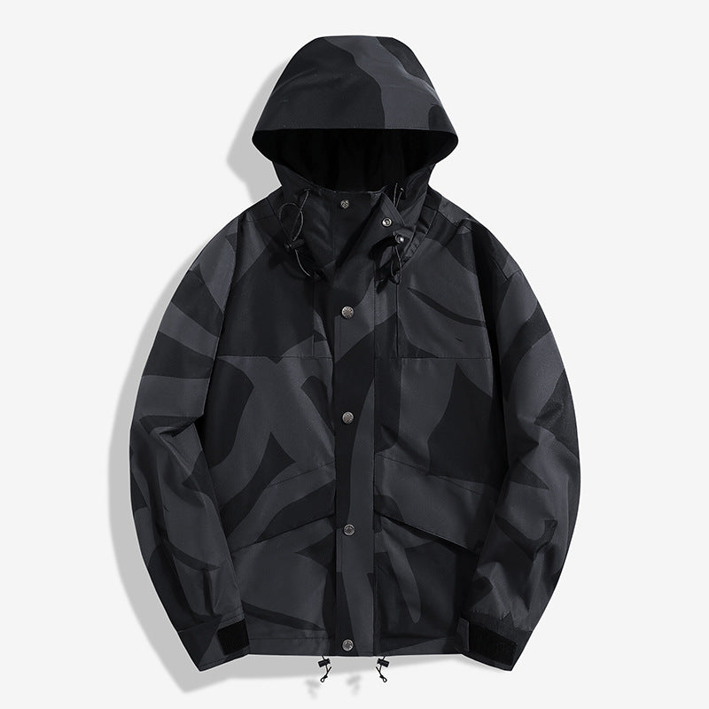 Women's Fashionable Transitional Jacket with Hood and Unique Print Mune Fashion