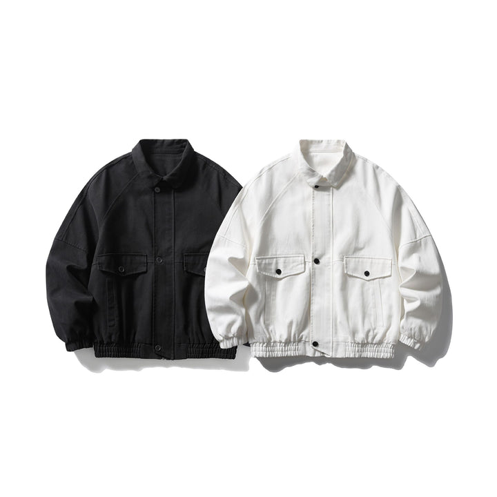 Unisex Boxy Canvas Blouson Jacket with Patch Pockets and Elastic Hem Mune Fashion