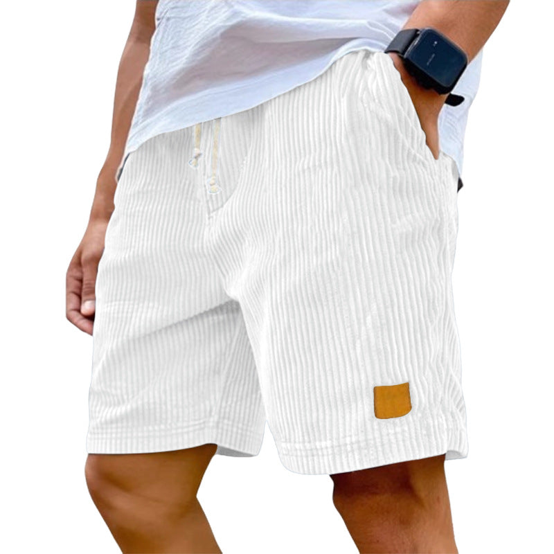 Men's fine corduroy shorts with elastic drawstring waistband, drawstring and deep side pockets Mune Fashion