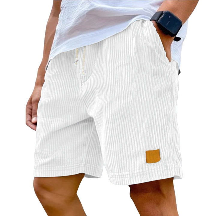 Men's fine corduroy shorts with elastic drawstring waistband, drawstring and deep side pockets Mune Fashion