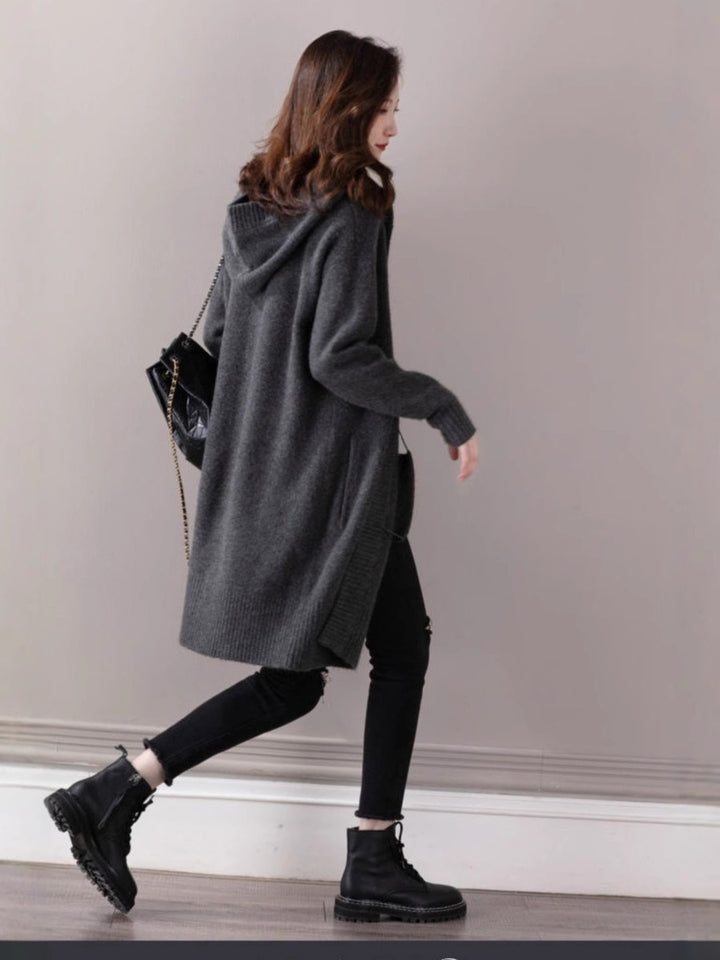 Women's Oversize Hooded Cardigan in Cashmere-Look with Open Fall and Wide Rib Mune Fashion