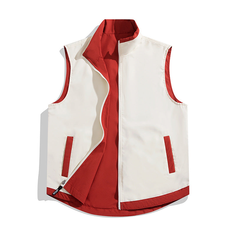 Men's Sleeveless Wind and Thermo Utility Vest with Silky Lining and Concealed Two-Way Zipper Mune Fashion