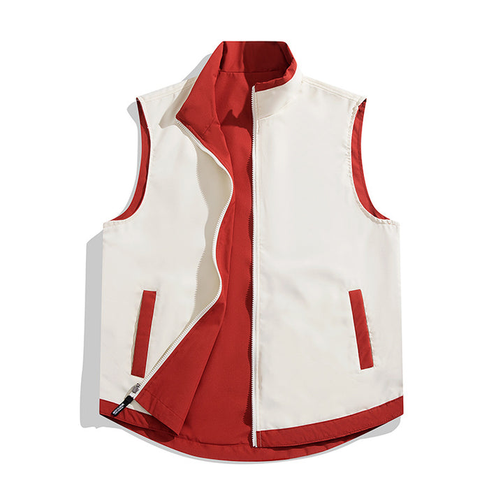 Men's Sleeveless Wind and Thermo Utility Vest with Silky Lining and Concealed Two-Way Zipper Mune Fashion