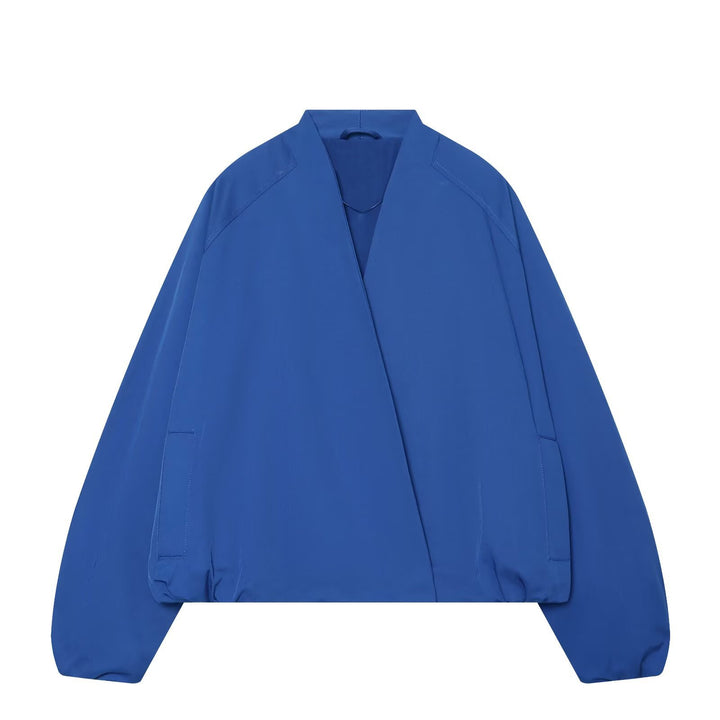 Ladies Cropped Kimono Jacket with Dropped Sleeves and Elastic Waist Mune Fashion