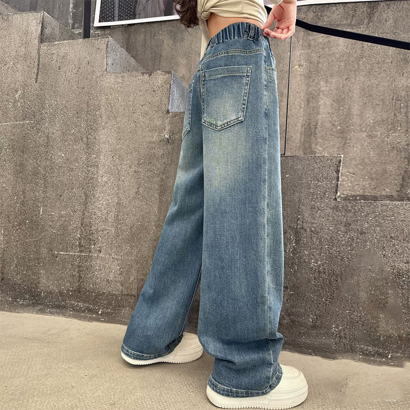 Women's wide jeans with high waistband and elastic insert Mune Fashion