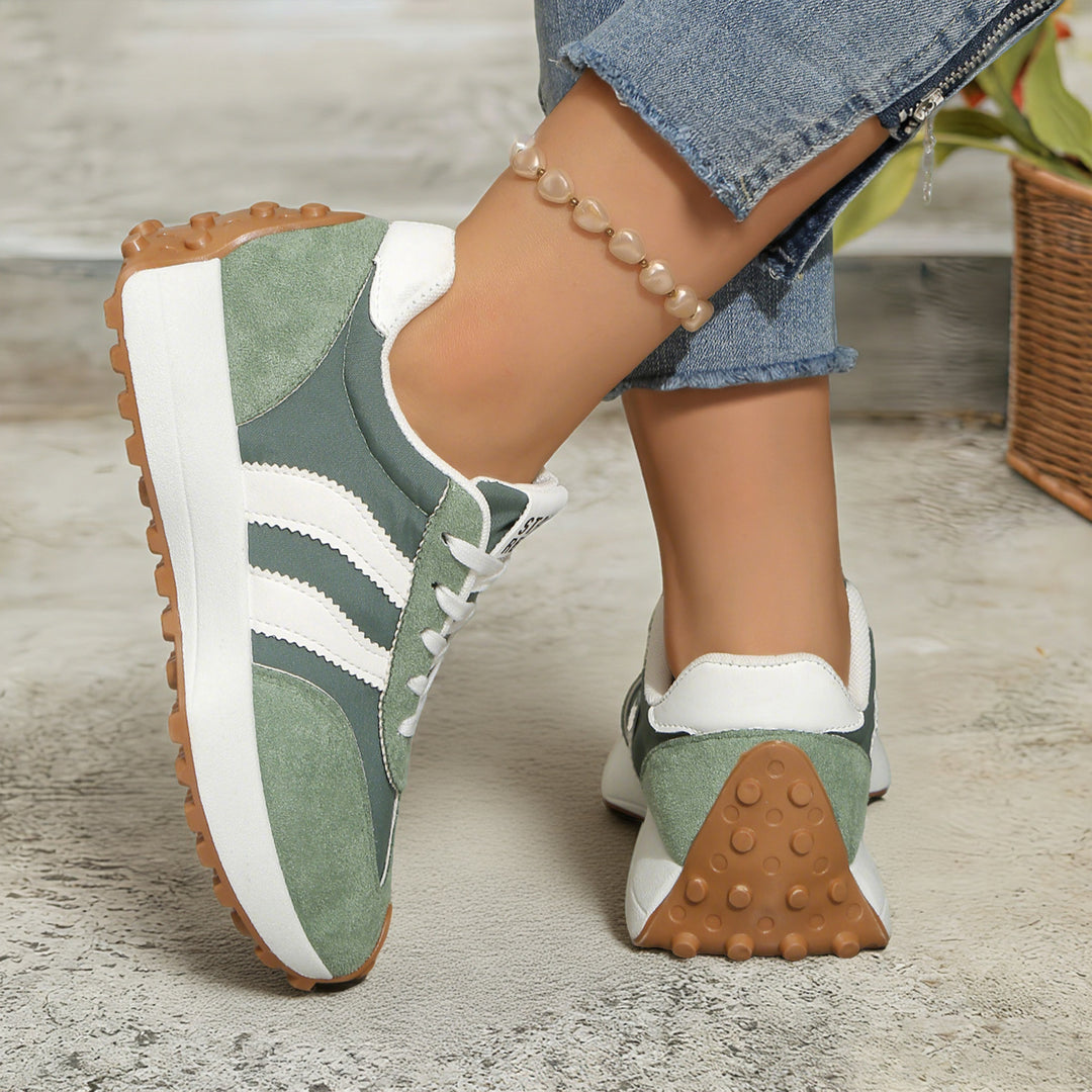 Women’s retro-inspired sneakers with suede overlays, nylon upper, and profile waffle sole Mune Fashion