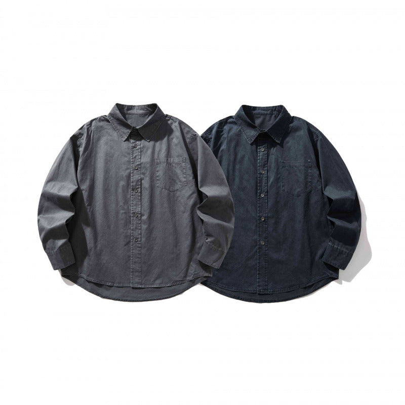 Unisex Oversize-Denim-Shirt Jacket with boxy silhouette, chest pocket and rounded hem Mune Fashion