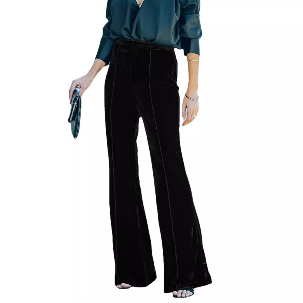 Women Elegant and Soft Velour Pants Mune Fashion