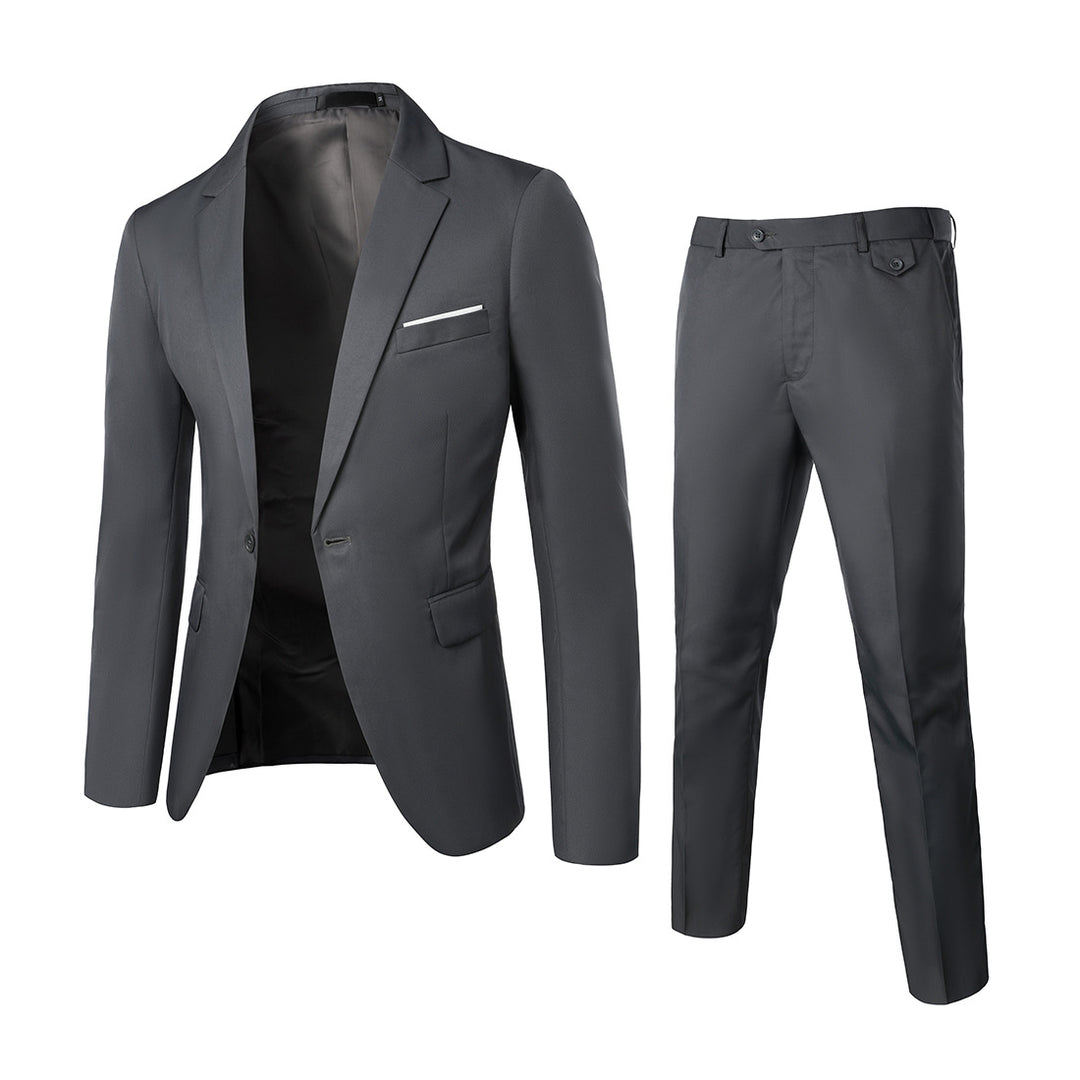 Men's Two-Piece Slim-Fit Suit Set with Tailored Blazer and Slim Suit Pants Mune Fashion