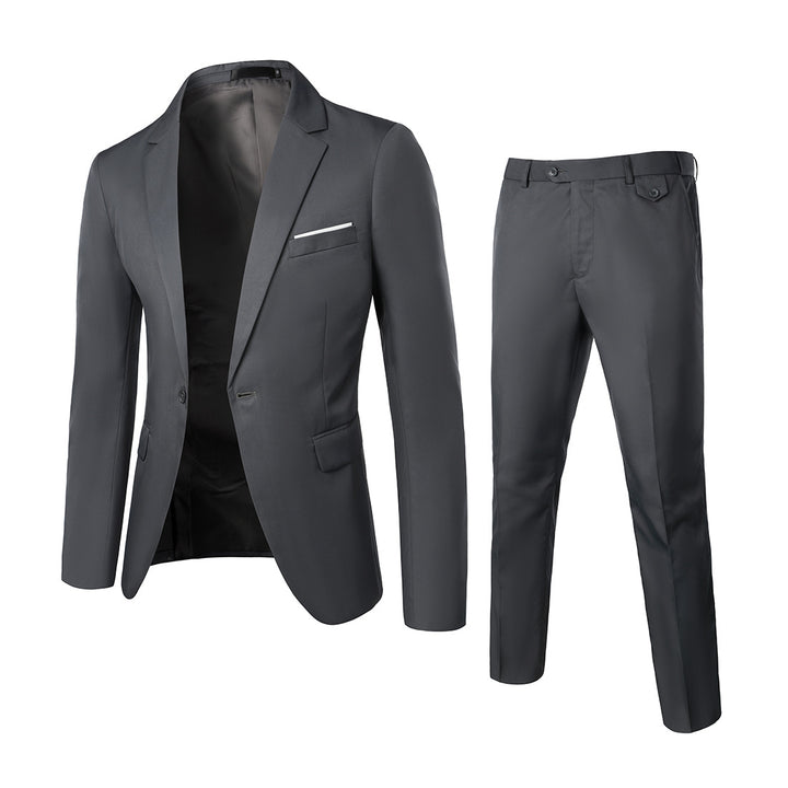 Men's Two-Piece Slim-Fit Suit Set with Tailored Blazer and Slim Suit Pants Mune Fashion