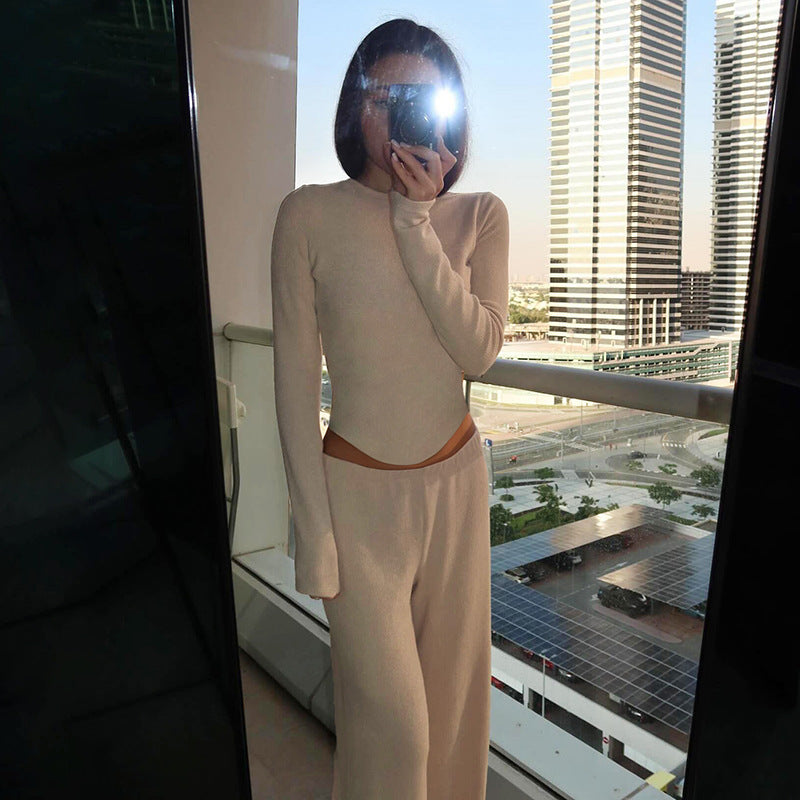 Women's lightweight Palazzo lounge pants with fold-over waistband and soft cotton stretch Mune Fashion