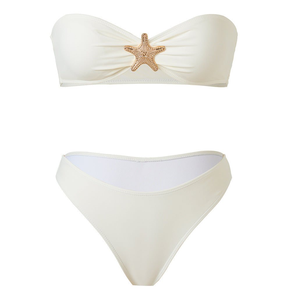 Ladies Bikini Set with elegant wrap skirt and decorative star detail Mune Fashion