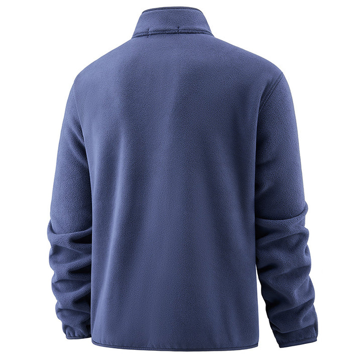 Men's fleece pullover with stand-up collar and button placket for warming mid-layer Mune Fashion