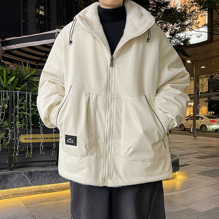 Men's Oversized Hoodie Jacket with Teddy Lining, Two-Way Zipper and Utility Pockets Mune Fashion