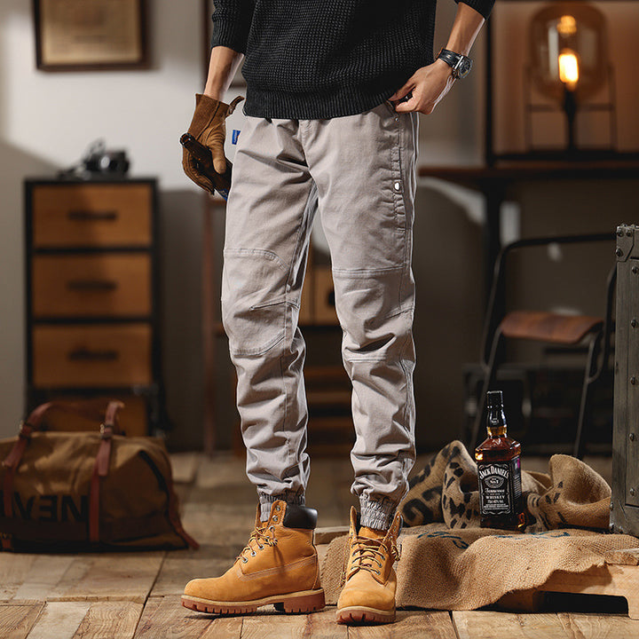 Men's Cargo Jogger Pants with Knee Inserts, Multi-Pockets and Elastic Hem Mune Fashion