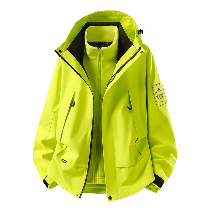 Unisex waterproof two-layer softshell rain jacket with removable fleece lining and hood Mune Fashion