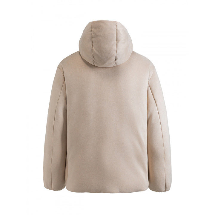 Unisex Padded Hooded Jacket in Boxy Cut with High Shawl Collar and Kangaroo Pockets Mune Fashion
