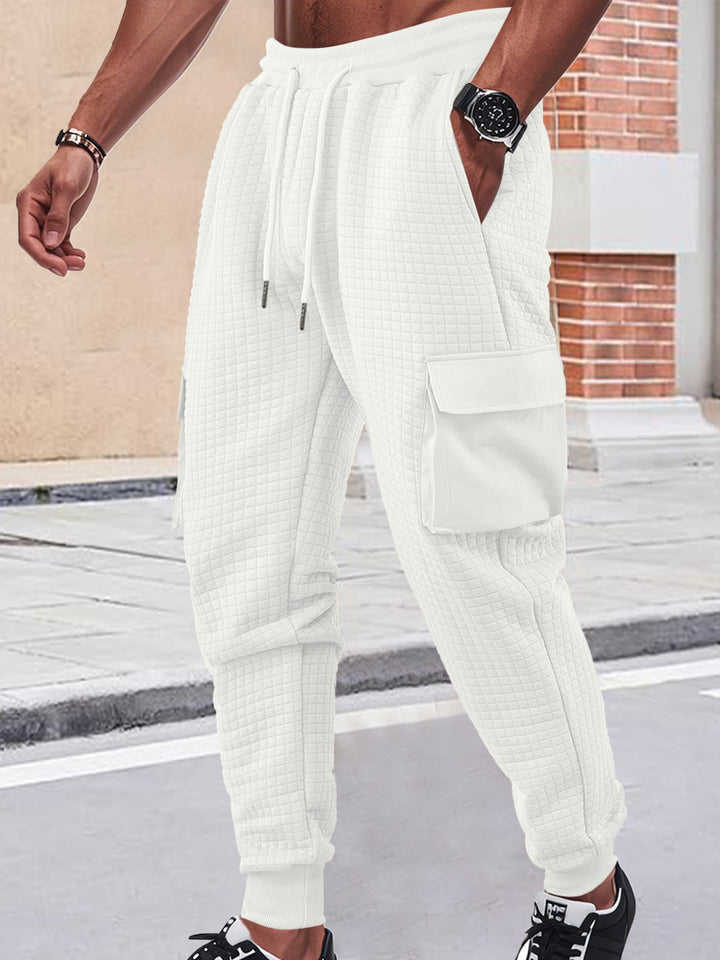 Men's Nano Square Structured Cargo Jogging Pants with Drawstring Waist and Patch Side Pockets Mune Fashion