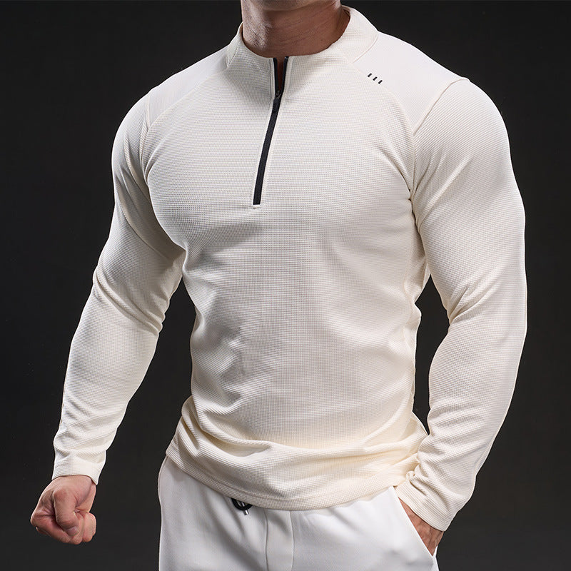 Men Breathable Functional Long Sleeve Shirt with Short Zip and Slim Fit Mune Fashion