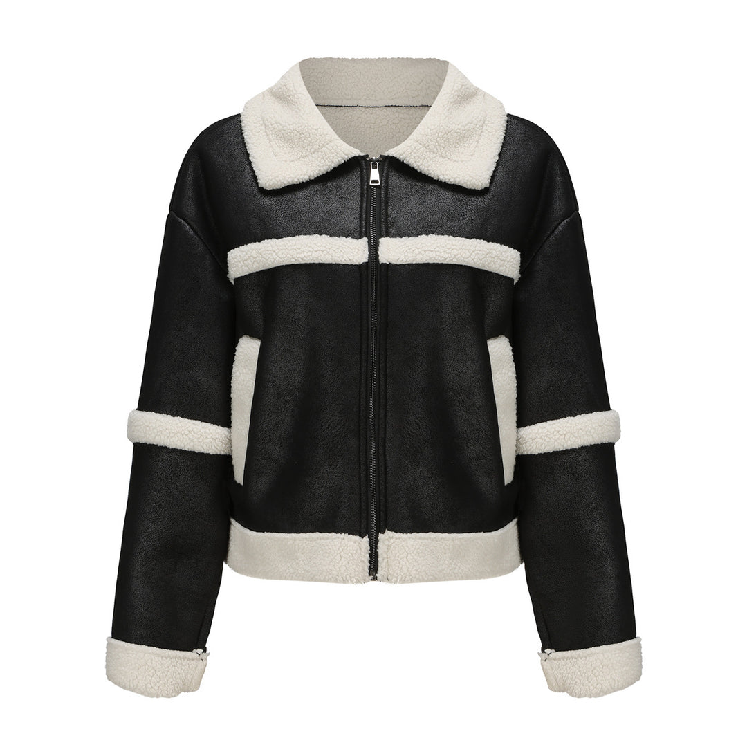 Women's short teddy jacket in aviator style with zipper Mune Fashion