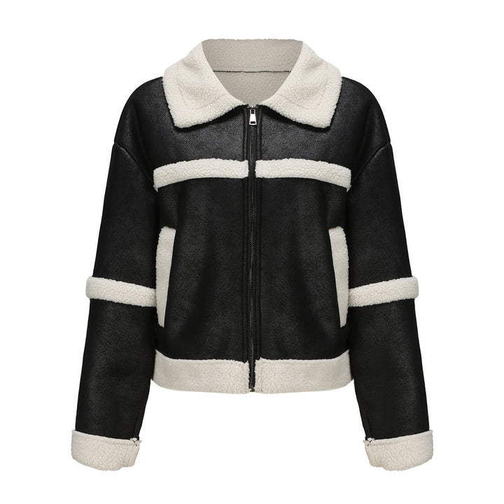 Women's short teddy jacket in aviator style with zipper Mune Fashion