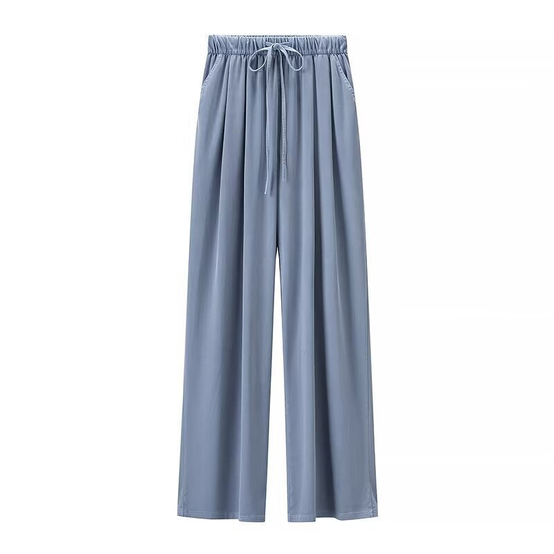 Women Wide Palazzo Pants with High Elastic Band, Drawstring and Side Pockets Mune Fashion