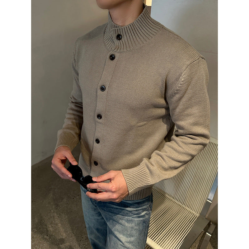 Men's cardigan with stand-up collar and button placket Mune Fashion
