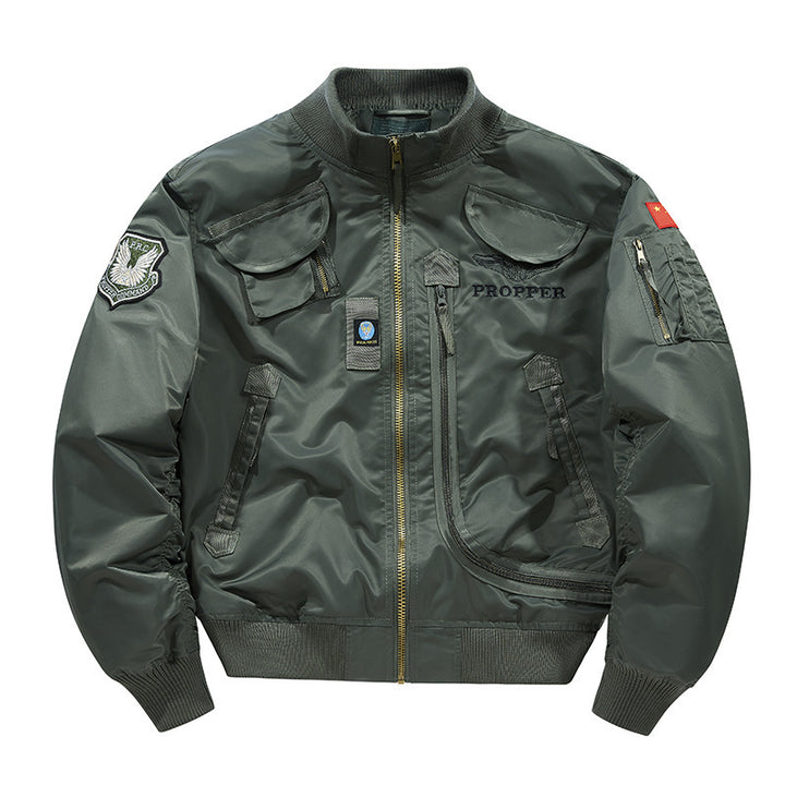 Men's Pilot Bomber Jacket with Vintage Utility Pockets and Classic Aviator Cut Mune Fashion