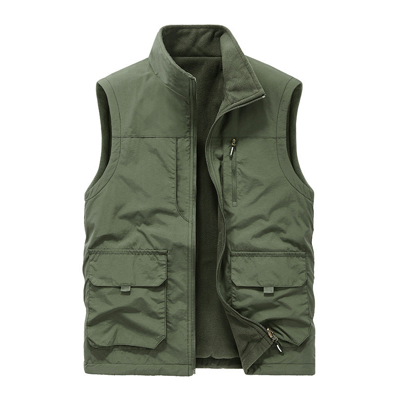 Men's utility fleece vest with wind-resistant nylon outer layer Mune Fashion