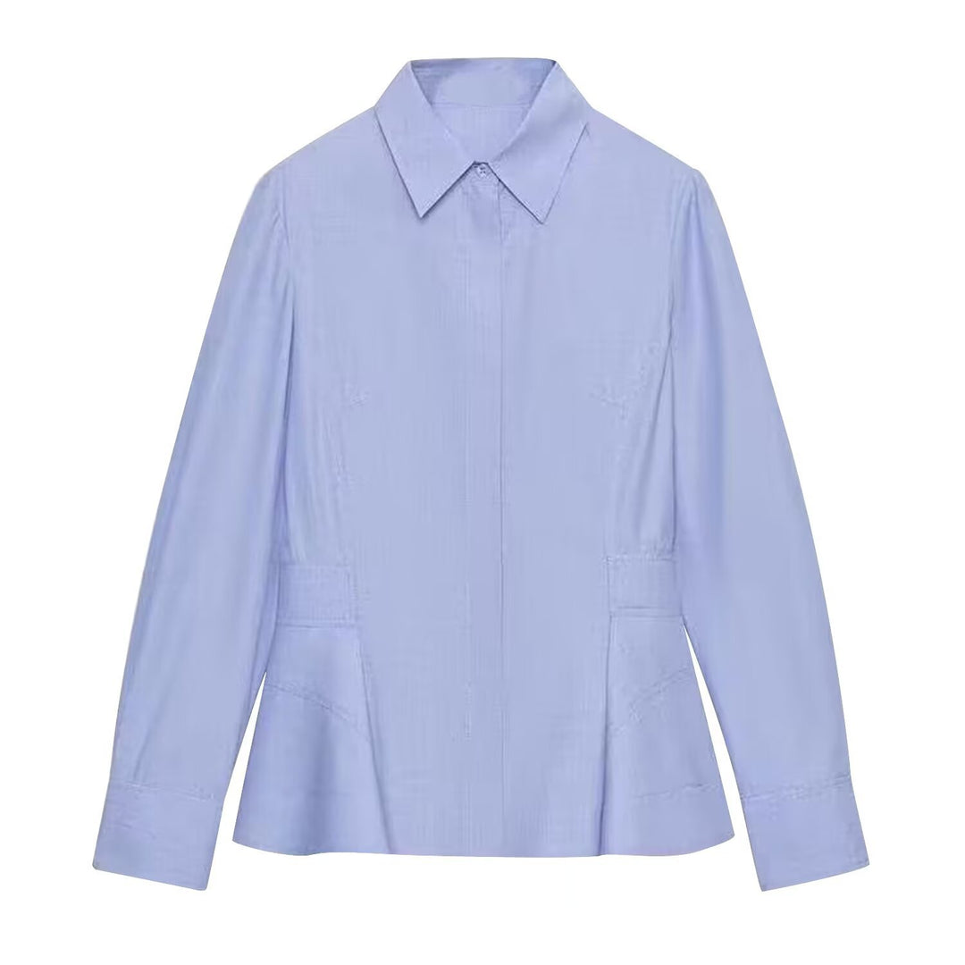 Women Tailored Short Blazer in Peplum Cut with Shirt Collar Mune Fashion