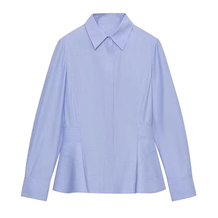 Women Tailored Short Blazer in Peplum Cut with Shirt Collar Mune Fashion