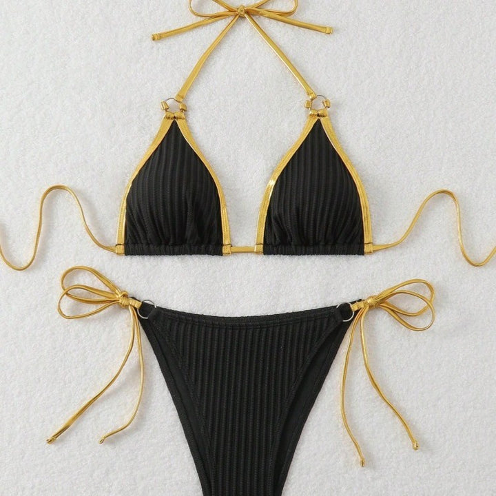 Women’s bikini set with glossy accents and adjustable ties Mune Fashion