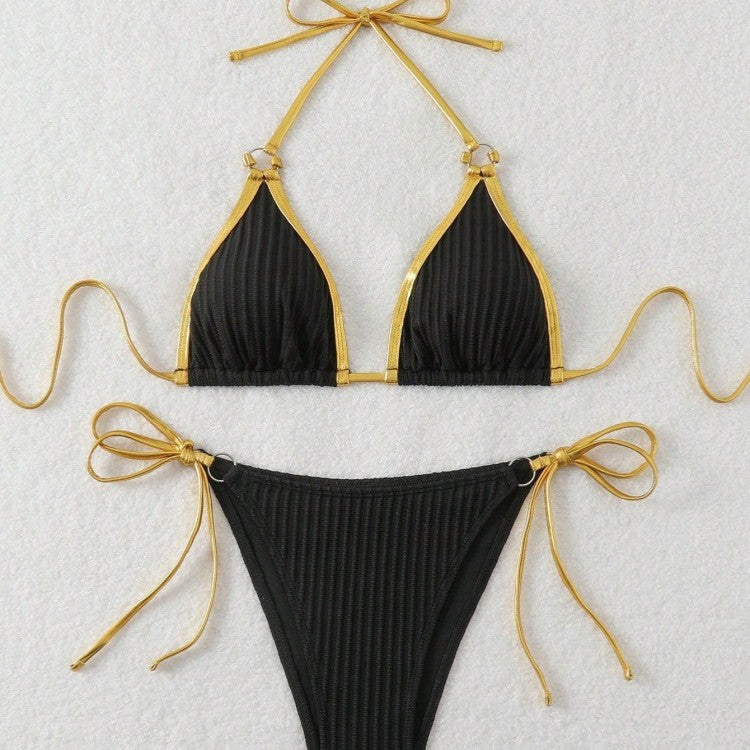 Women’s bikini set with glossy accents and adjustable ties Mune Fashion