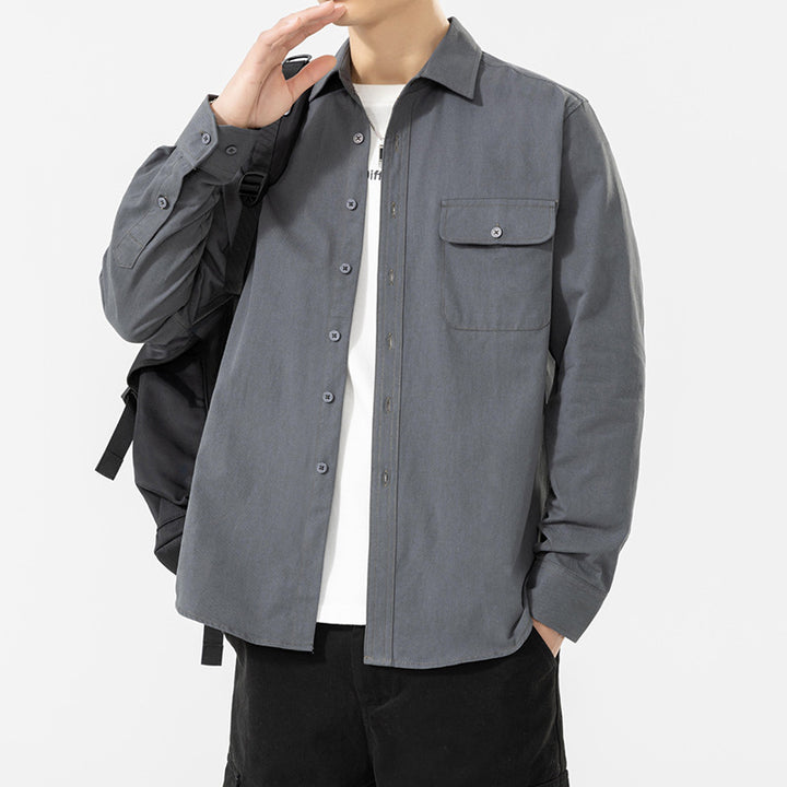 Men's Casual Long Sleeve Shirt with Chest Pocket Mune Fashion