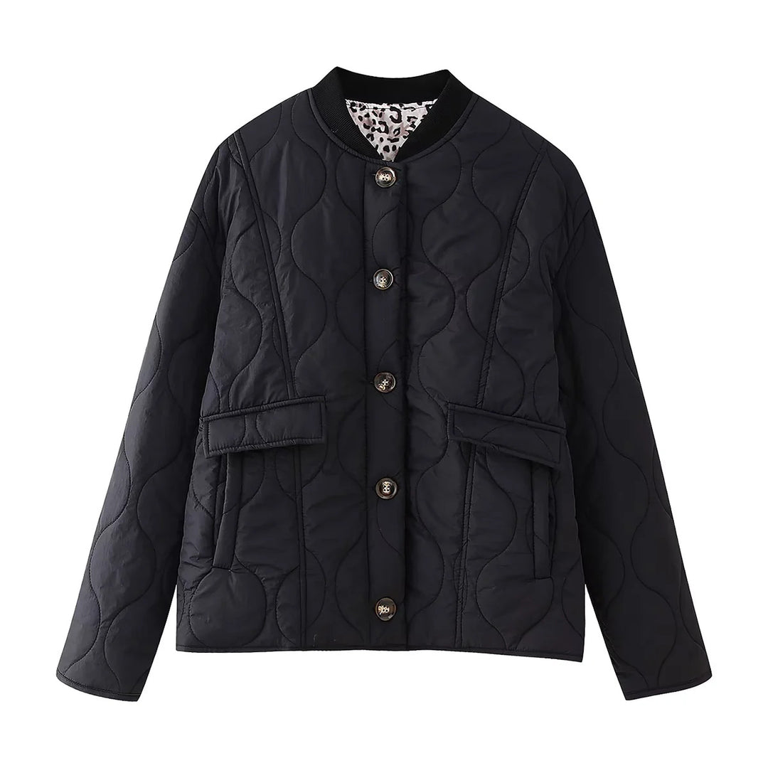 Women's padded transitional jacket with ribbed collar and flap pockets Mune Fashion